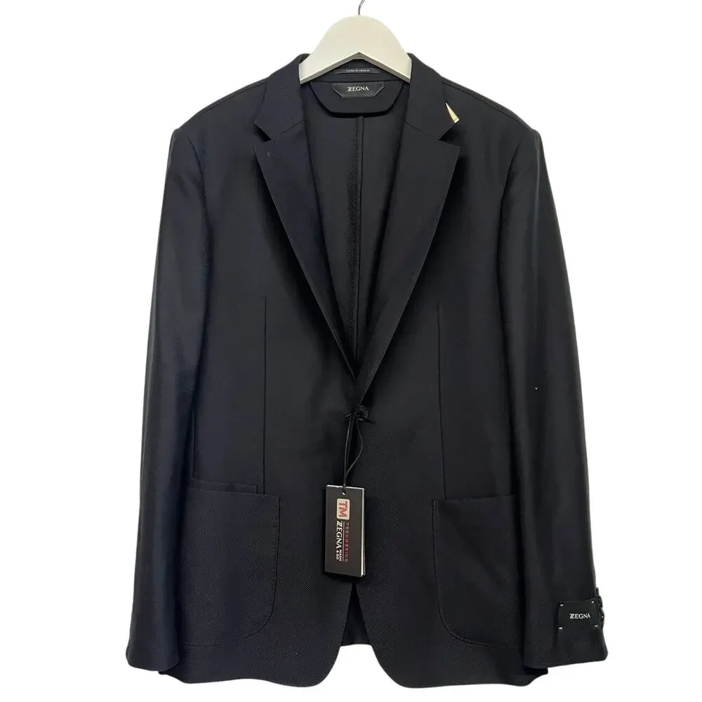 New nwt Zegna sz us 42 eu 52 black tech merino wash & go suit jacket sport coat